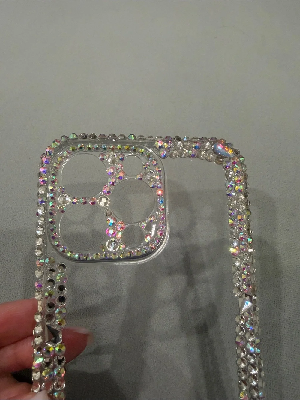 Apple iPhone 16 Pro Max Sparkling Clear Case with Iridescent Rhinestones